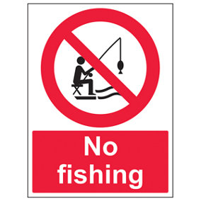 No Fishing - Prohibition Water Sign - Adhesive Vinyl - 200x300mm (x3)