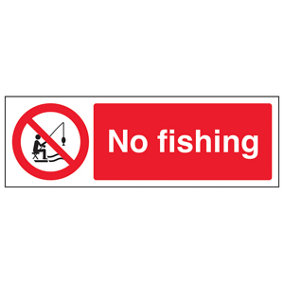 No Fishing - Prohibition Water Sign - Adhesive Vinyl - 450x150mm (x3)