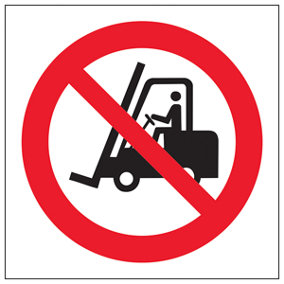 No Fork Lifts Logo Prohibited Sign - Rigid Plastic - 400x400mm (x3)