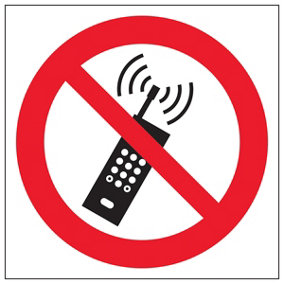 No Mobile Phones Logo Prohibited Sign - Rigid Plastic - 200x200mm (x3)