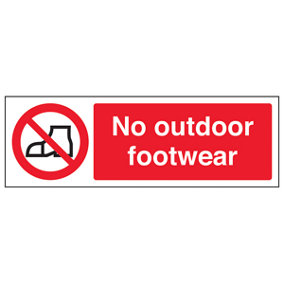 No Outdoor Footwear Prohibit Water Sign Rigid Plastic 300x100mm (x3)