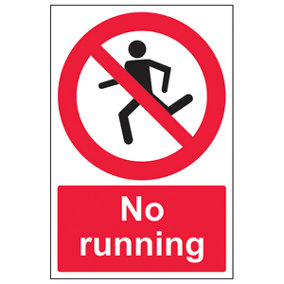 No Running - Prohibition Water Sign - Adhesive Vinyl - 300x400mm (x3)