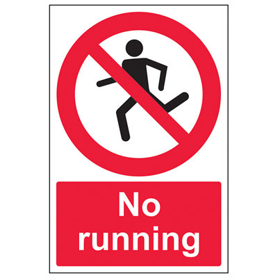 No Running - Prohibition Water Sign - Rigid Plastic - 200x300mm (x3)