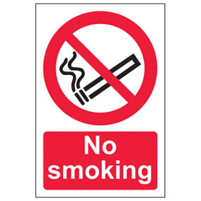 NO SMOKING Prohibited Warning Sign  - 1mm Rigid Plastic - 100x150mm