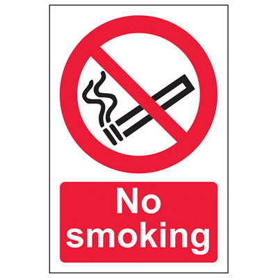NO SMOKING Prohibited Warning Sign  - 1mm Rigid Plastic - 150x200mm