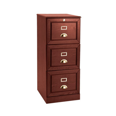 No Tools 3 Drawer Lockable Filing Cabinet - Easy To Assemble Wooden ...