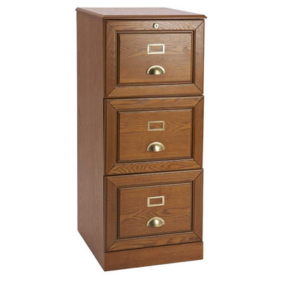 No Tools 3 Drawer Lockable Filing Cabinet - Easy To Assemble Wooden ...