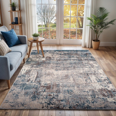 NOA Abstract Modern Marble Teal Area Rug 140 x 200 cm