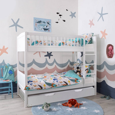 Noa & Nani Bunk Bed Kids Solid Wood Cabin Bed with Straight Ladder ...