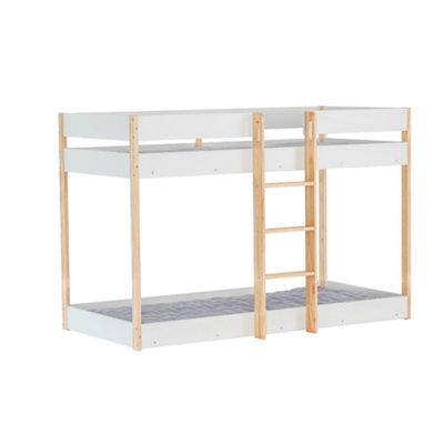 Noa & Nani Bunk Bed with Straight Ladder in Classic White & Pine Svea