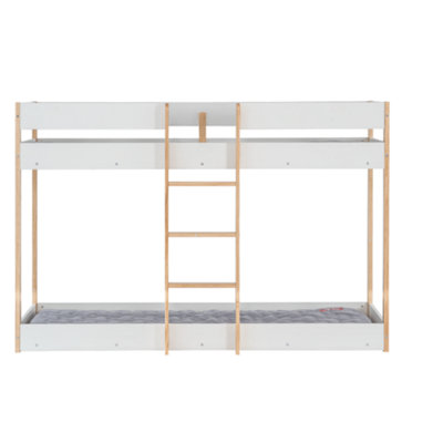 Noa & Nani Bunk Bed with Straight Ladder in Classic White & Pine Svea