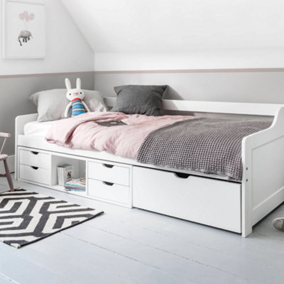 Noa & Nani Day Bed with Pull out Drawers and Shelves in Classic White Eva