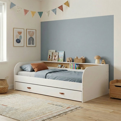 Noa & Nani Day Bed with Pull-Out Trundle in White & Pine Helene