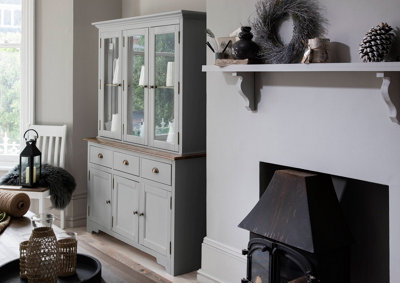 NOA & NANI DRESSER AND SIDEBOARD WITH SOLID DOORS IN GREY AND DARK PINE  CANTERBURY