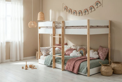 Noa & Nani Kids Bunk Bed Single in Pine and White Svea