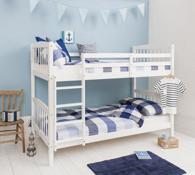 Noa & Nani Kids Solid Wood Bunk Bed with 2 Single Beds in White Brighton