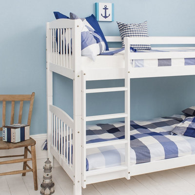 Noa & Nani Kids Solid Wood Bunk Bed with 2 Single Beds in White Brighton