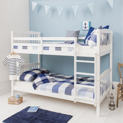 Noa & Nani Kids Solid Wood Bunk Bed with 2 Single Beds in White Brighton