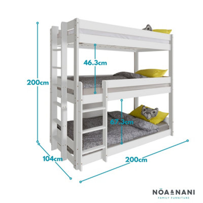 Noa & Nani Kids Solid Wood Triple Bed Bunk Triple Sleeper in Classic ...