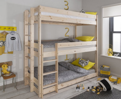 Noa & Nani Kids Solid Wood Triple Bed Bunk Triple Sleeper in Natural ...