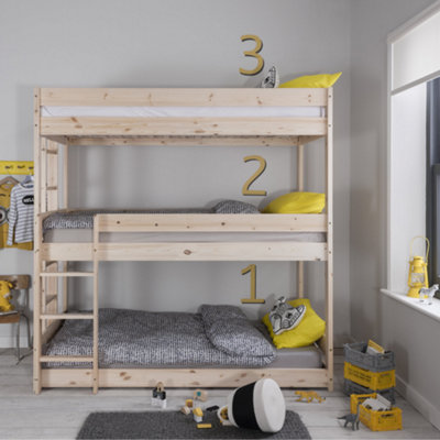 Noa & Nani Kids Solid Wood Triple Bed Bunk Triple Sleeper in Natural ...