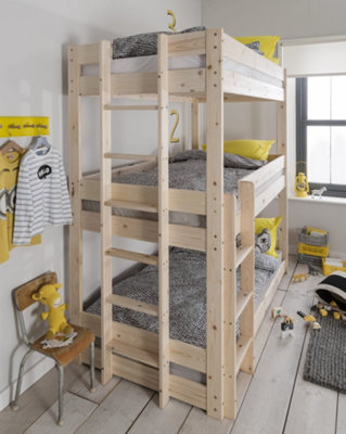 Noa & Nani Kids Solid Wood Triple Bed Bunk Triple Sleeper in Natural ...