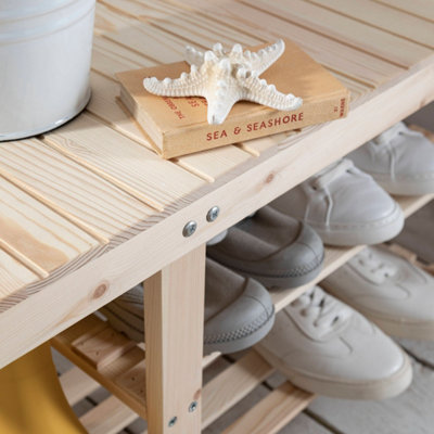 Noa Nani Pine Shoe Rack Large in Natural Pine Einar