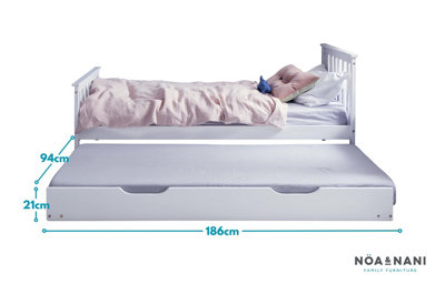 Noa & Nani Pull out Trundle Bed in Classic White (trundle only) Spacesaver