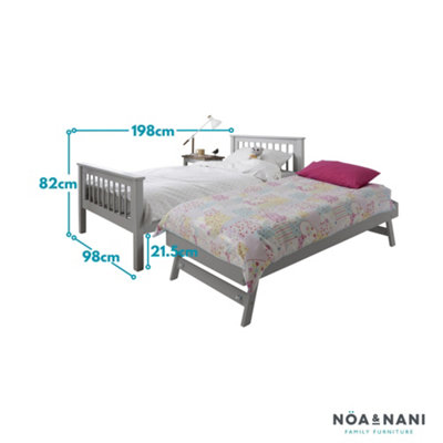 Noa & Nani Single Bed Frame with Matheus Pull-Out Trundle in Grey Hampshire
