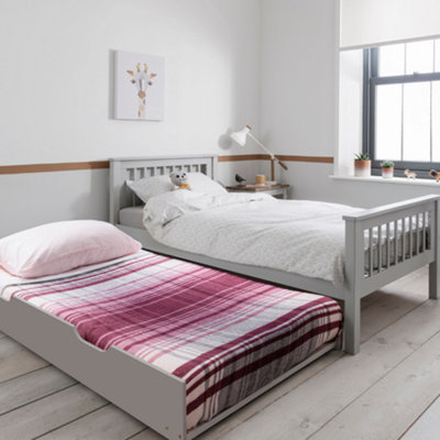 Noa & Nani Single Bed Frame with Spacesaver Pull-Out Trundle in Grey ...