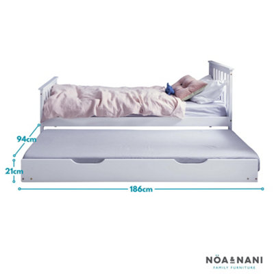 Noa & Nani Single Bed with Pull Out Spacesaver Trundle in Classic White ...
