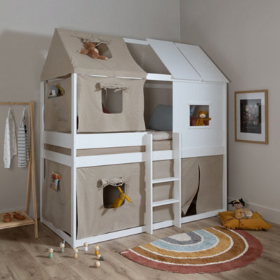 Noa & Nani Treehouse Kids Solid Wood Midsleeper Cabin Bunk Bed in ...