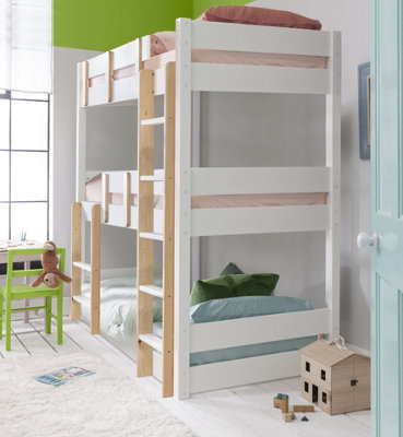 Noa & Nani Triple Bunk Bed Triple Sleeper in Classic White & Pine Una