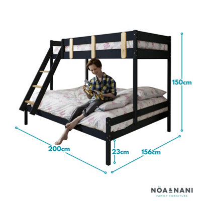Noa & Nani Triple Kids Solid Wood Bunk Bed with Single and Double Bed ...