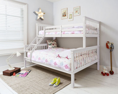 Noa & Nani Triple Kids Solid Wood Bunk Bed with Single and Double Bed ...