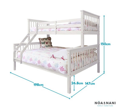 Noa & Nani Triple Kids Solid Wood Bunk Bed with Single and Double Bed ...