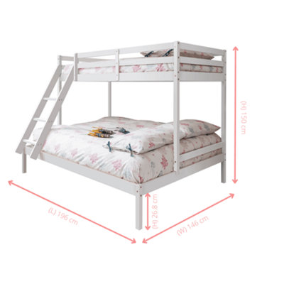 Noa & Nani Triple Kids Solid Wood Bunk Bed with Single and Double Bed ...