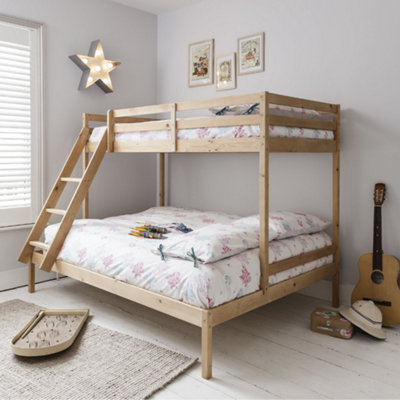 Noa & Nani Triple Kids Solid Wood Bunk Bed with Single and Double Bed ...
