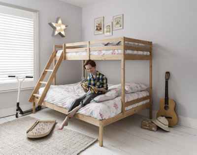 Noa & Nani Triple Kids Solid Wood Bunk Bed with Single and Double Bed ...