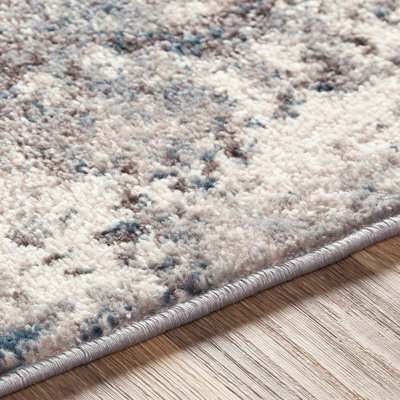 NOA Round Abstract Modern Marble Teal Area Rug 200 x 200 cm