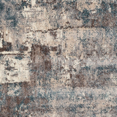 NOA Round Abstract Modern Marble Teal Area Rug 200 x 200 cm