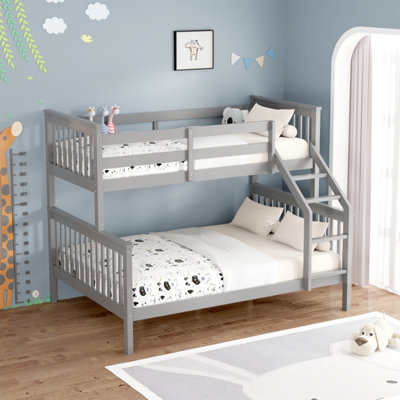 Noah Grey Wooden Triple Sleeper Bunk Bed - Single & Double