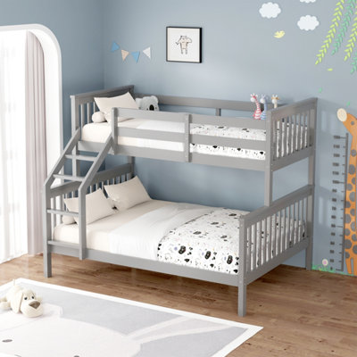 Noah Grey Wooden Triple Sleeper Bunk Bed - Single & Double