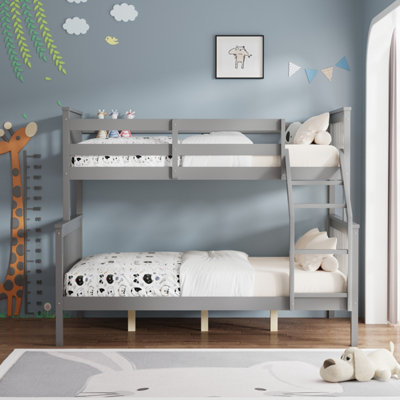 Noah Grey Wooden Triple Sleeper Bunk Bed - Single & Double
