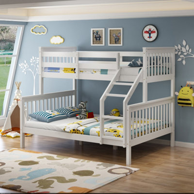 Noah White Wooden Triple Sleeper Bunk Bed - Single & Double