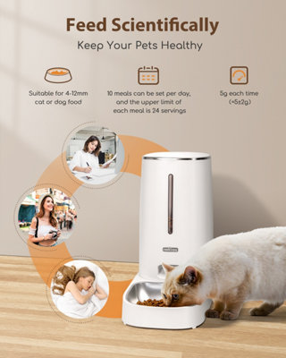 Nobleza 4L Automatic Cat Feeder APP Control 2.4G WiFi Smart Dry Food Dispenser with Stainless Steel Bowl 10s Voice Recorder. DIY at B Q