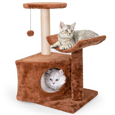 Nobleza Cat Tree Tower Kitten Scratching Post with Bed Cat Activity Centres with 2 Platform Cat Condo for Adult Cats Brown