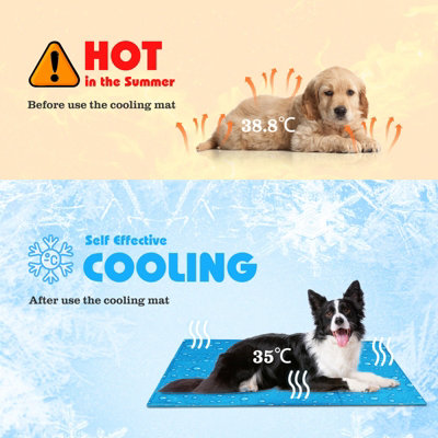 Grote Koelmat Voor Honden & Katten | Stevige Anti-Kauw Gel Pad 450 Micron Oxford, Zelfkoelend, Waterdicht & Niet Giftig - Rood 50x70cm