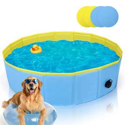 Nobleza Dog Paddling Pool,  Large Dog Pool Swimming Pool, Foldable Portable Pet Pool, Outdoor PVC Thickened, Yellow&Blue, 120x30cm Price Comparisons | Compare The Build