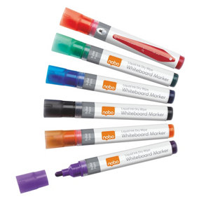 Nobo Liquid Ink Whiteboard Pens Bullet Tip - 6 Pack